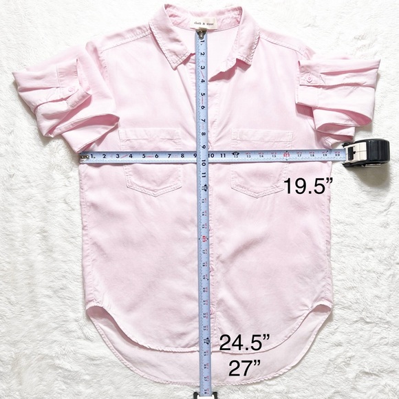SOLD-Anthropologie Pastel Pink Chambray Long Sleeve Buttondown Shirt Small - Picture 9 of 9
